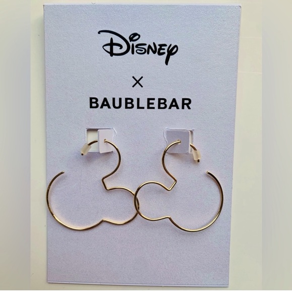 Disney x Baublebar Mickey Mouse Threader Hoop Earrings, 18k Gold Plated Sterling - Picture 2 of 2